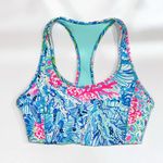Lilly Pulitzer NEW XS Luxletic Teegan Sports Bra Racerback Pink Blue Swim UPF Photo 0