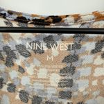 Nine West  Medium Wrap Dress Brown Black Blue Abstract Print Casual Photo 5