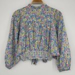 Love Shack Fancy Triste Crop Top Size Medium Rainbow Blast Floral Blouson Sleeves Photo 7