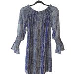 Veronica M Navy Blue & Cream Snakeskin Print Smock Mini Dress Photo 0