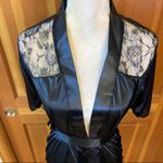 Nwt, Lavishly Paris Black Silk Lace Back Belted Tie Robe. Size Small/Med… Photo 3
