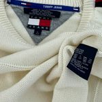 Tommy Hilfiger VINTAGE Jeans Embroidered Cable Sweater Big Logo Size Large Photo 6