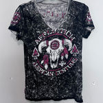Affliction  Women's Black and Pink Graphic Tee Photo 0