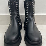 ZARA Black Vegan Leather Studded combat Chelsea Boots Ankle Moto 36EU 6US NEW Photo 0