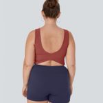 Halara  U Neck Crossover Plus Size Cropped Tank Top Marsala 2X Photo 8