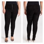 Alice + Olivia Black Lamb Skin Suede Leather Front Zip Leggings Sz.10 Photo 3