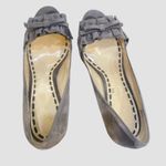 Enzo Angiolini  Gray Suede Ruffle Peep Toe Heels Pumps Stiletto Women’s Size 6M Photo 3