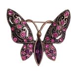 Coppertone Butterfly Pink Purple Rhinestone Brooch Whimsical Preppy Cottagecore Photo 0
