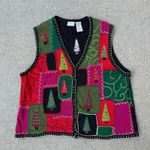 Vintage 90s White Stag Ugly Christmas Tree Sweater Vest Plus Size 18W/20W Red Photo 0