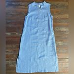 NWT Lintico 100% Linen Taylor Sleeveless
Straight High Slit Maxi Dress Sz S 🧡🎀 Blue Photo 10