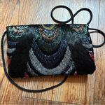 Vintage Black and Red Floral Embroidered Clutch Evening Bag Photo 6