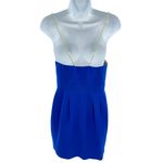 Naven New  Royal Blue Gold Braid Straps Sweetheart A Line Mini Dress‎ Size Medium Photo 2