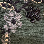 Vintage Beaded Floral Knit Sweater Green Embroidered Pullover‎ small Photo 10