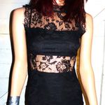 Black Floral Sheer Lace Dress S Photo 1