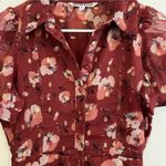Walter Baker  - Brick Red Floral Button Front Midi Dress Photo 3