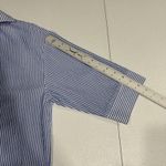 Halara  V Neck Long Sleeve Work Blouse Half Sleeve Blue Stripe Seersucker Size L Photo 11
