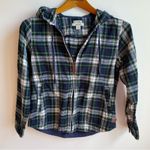 LL Bean Relaxed Fit Cotton Flannel Hooded Full Zip Shirt Jacket Shacket Blue Size undefined Photo 2