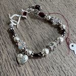 Swarovski NWT crystal, Garnet & Sterling bracelet with “Faith” heart charm Silver Photo 2
