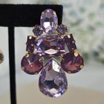 Chunky Statement Earrings Gold and Lavender Purple Color Photo 2