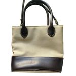 Liz Claiborne Hand Bag Crossbody Faux Leather Trim Khaki Brown 3 Sections Photo 3