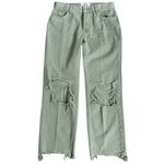 Free People EUC  Maggie Distressed Jeans Moss Green Size 25 Photo 2