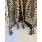 Handmade Crochet Shawl Black & Brown Zig Zag Pattern Boho Wrap Size L Photo 3