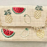 J.Crew  Convertible Fruit Salad Raffia Clutch Handbag (Missing Strap) Photo 0