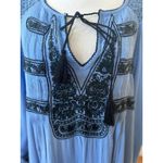 Free People  Blue Embroidered Blouson Sleeve Boho Shift Dress Photo 6