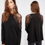 Free People 🖤 Daniella Black Lace Shoulder Blouse Photo 2