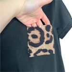Leopard Pocket Black Basic Round Hem Short Sleeve Tee Shirt Photo 5
