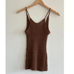 SKIMS  Sheer Knit Plunge Tank in Bison, Size Medium Photo 10