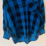 ZARA Blue Plaid Fine Waled Corduroy Button Down Shirt Size Medium E Photo 3