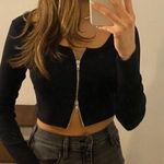 Brandy Melville Black Two Way Zip Long Sleeve Photo 0