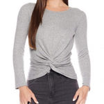 Drew  Anthropologie grey crewneck tie front top Large Photo 0