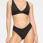 SKIMS  Cotton Rib Plunge Bralette Soot Black Soft Cup Bra Size X2 NWT LOUNGEWEAR Photo 0