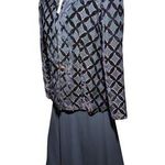 Vtg 1980s Patra Black Diamond Velvet Single Button Blazer Chiffon Skirt Set 12 Photo 0