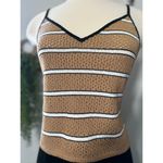 St. John  Sport Brown & White Striped Knit Tank Top Y2K Neutral Tone Size Small Photo 8