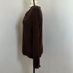 Horny Toad  Brown Long Sleeve V Neck Top Lizard Logo Casual‎ Blouse Photo 3