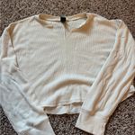 Wild Fable  Cream Long Sleeve Cropped Shirt Photo 0