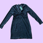 Wild Fable  Shimmery Black Long Sleeve Bodycon Dress with Midriff Cutouts 🔥 Photo 0