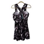 Coco Pear Purple Floral Print Crisscross Back Swim Dress Size 2XL Photo 7