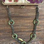 Mary Frances Vintage Embroidered Purse Beaded Floral Chain Strap Kiss Lock Bag Purple Photo 2