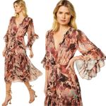 MISA Los Angeles Misa Bohemian Dainty Marcele Floral Chiffon Midi Dress Pastel Splash Size Medium Photo 12