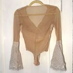 Victoria's Secret  Nude Mesh White Lace Teddy Bodysuit Photo 1