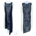 BCBG Maxazria Parisian blue dress textured denim print Asymetrical small urika Photo 2