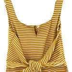 Saylor Heathe Striped Jumpsuit Yellow White Stripe Wide Leg Tie Front Size Small Photo 2
