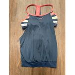 Nike  Women's Medium Athletic Tank Top Blue Pink Striped Built In Bra Photo 1