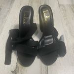 Lulus Black Faux Suede Lace Up Heels NWT New size 7 Flirty Summer Block Heel Photo 1