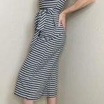 Retro Black & White Stripe Sailor Nautical Cropped Tank Jumpsuit Size M Photo 5