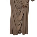 Tommy Bahama  Brown Faux Wrap Midi Dress Plunge Neckline Viscose Spandex Large‎ Photo 3